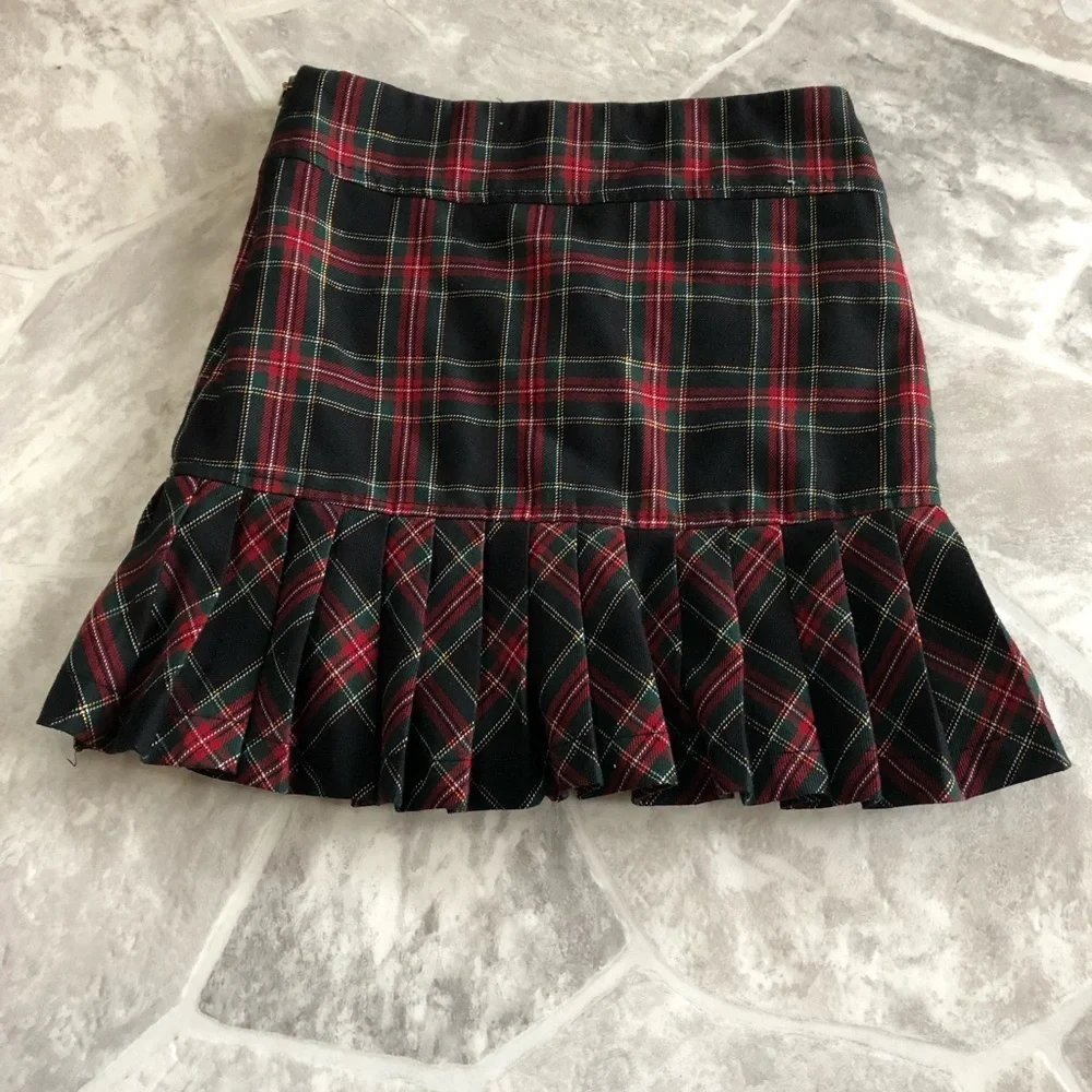 THE CHILDREN PLACE red plaid pleated bow school girl skirt girls Size 6X